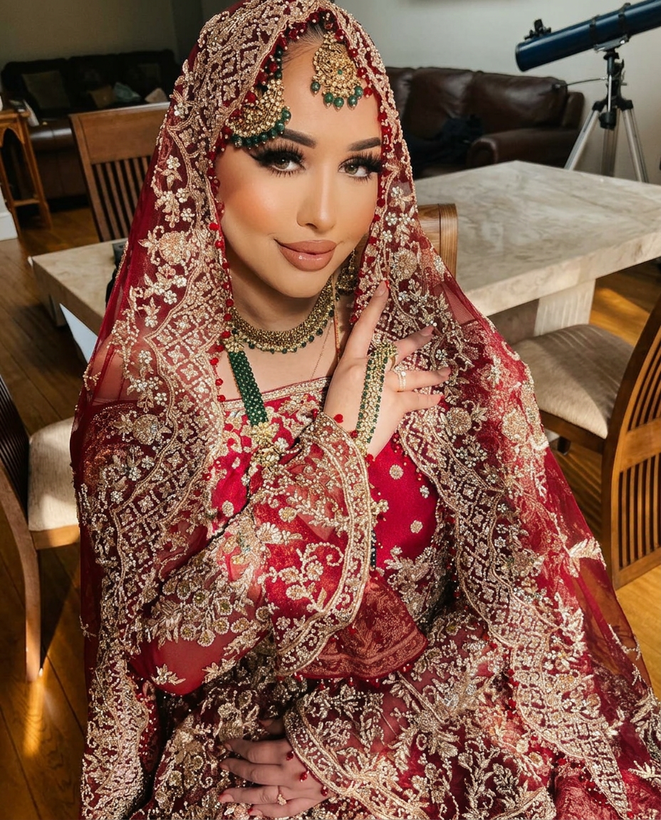 Bridal — traditional red with full glam